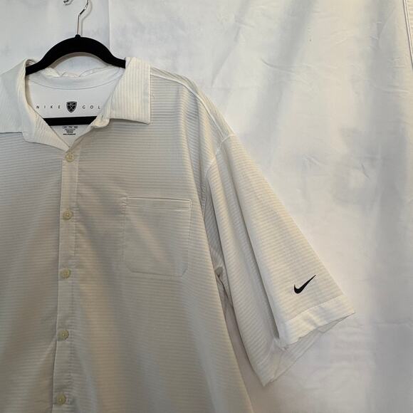 Nike Golf Sphere Dry Button Up Shirt Mens XXL White Performance Stretch RARE - Picture 3 of 8